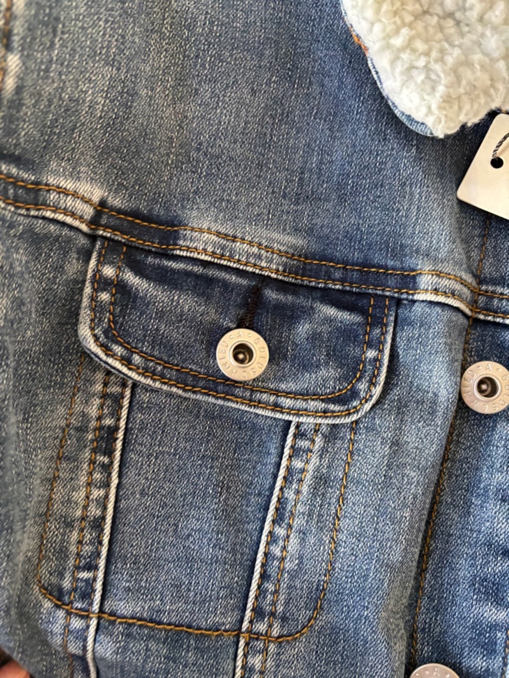 Nwt AG  Adriano Goldschmied Kids Blue Denim Sherpa-Lined Jacket & plaid flannel - Picture 4 of 12